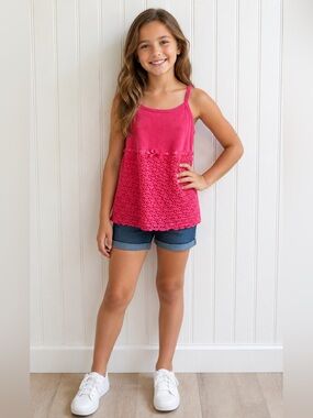 GYMBOREE GIRLS PINK CROCHETED KNIT TANK  SWEATER TOP SIZE 10